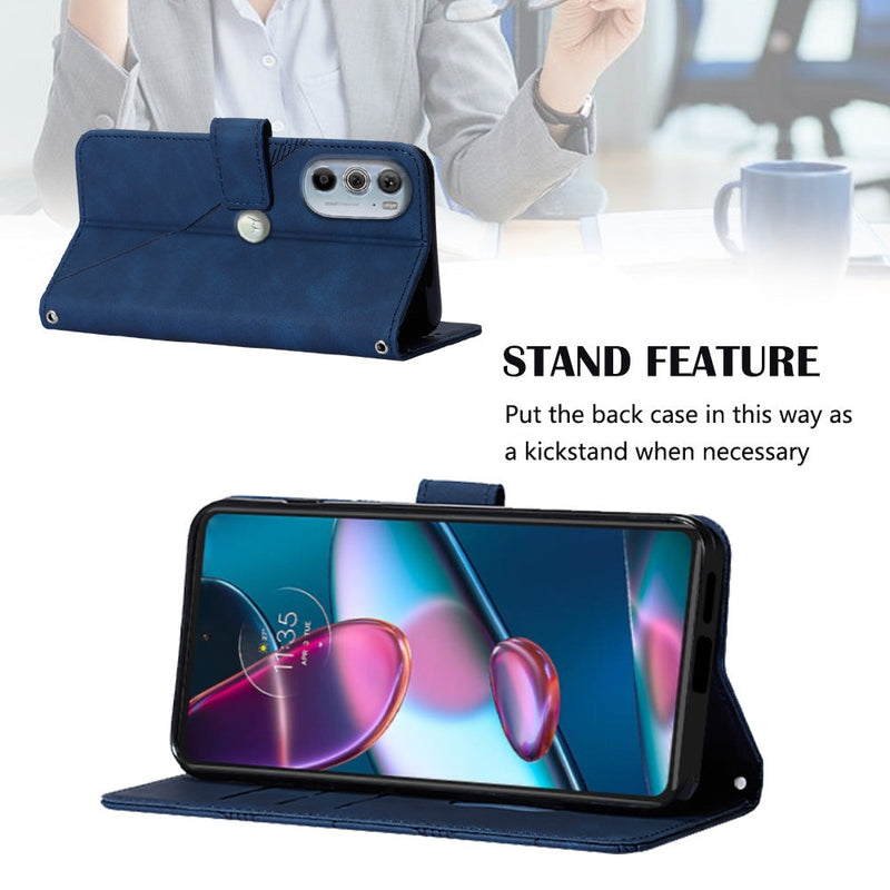 Cargue la imagen en el visor de la galería, [With Shoulder Strap] [With Card Slot] Motorola Moto G Play 2023/G Power 2022 - PU leather Crossbody Wallet Style Shockproof Phone Case
