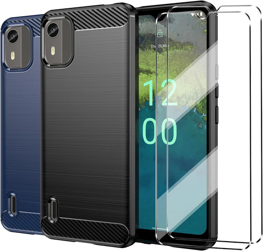 Nokia C12 Pro/C12/C12 Plus - Shield Shockproof Rugged Heavy Duty Case With 2PC 9HD Tempered Glass Screen Protector