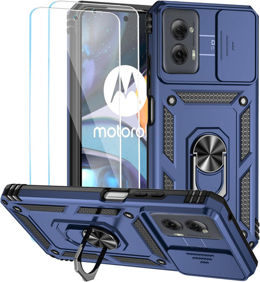 [Magnetic Ring Kickstand][Slide Camera Cover] Motorola Moto G Power 2024 - Shield Shockproof Rugged Heavy Duty Case