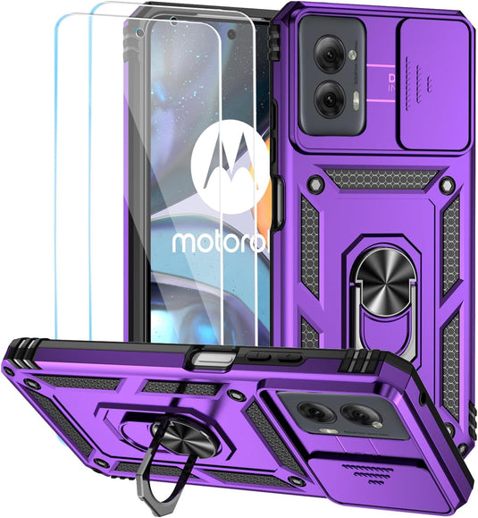 [Magnetic Ring Kickstand][Slide Camera Cover] Motorola Moto G Power 2024 - Shield Shockproof Rugged Heavy Duty Case