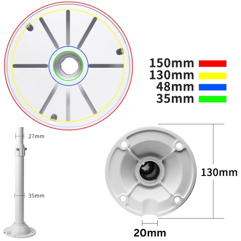 Chargez l&#39;image dans la visionneuse de la galerie, Universal Retractable Extension Aluminium CCTV Dome Camera Wall or Ceiling Mount Bracket Holder - Polar Tech Australia
