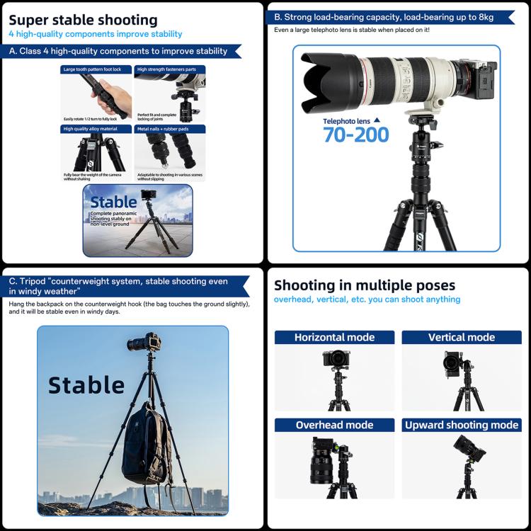 Load image into Gallery viewer, Fotopro X-go Gecko E 2 5-Section Aluminum 2 in 1 Tripod Monopod
