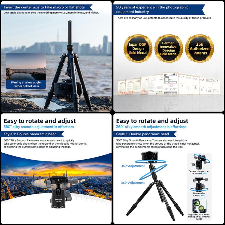 Load image into Gallery viewer, Fotopro X-go Gecko E 2 5-Section Aluminum 2 in 1 Tripod Monopod
