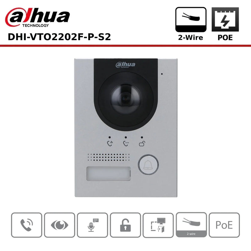 Cargue la imagen en el visor de la galería, [VTO2202F-P-S2] Dahua IP PoE 2 Wire Intercom System Villa Door Station Camera Gate Door Open
