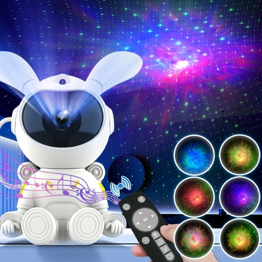 [G002] Space Rabbit Starry Sky Projection Lamp Bluetooth Speaker 2 in 1 Laser Light(White)