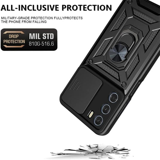 [Built-in 360-degree rotatable ring bracket][Camera Cover] Motorola Moto Edge 50 Fusion - Shield Shockproof Rugged Heavy Duty Case