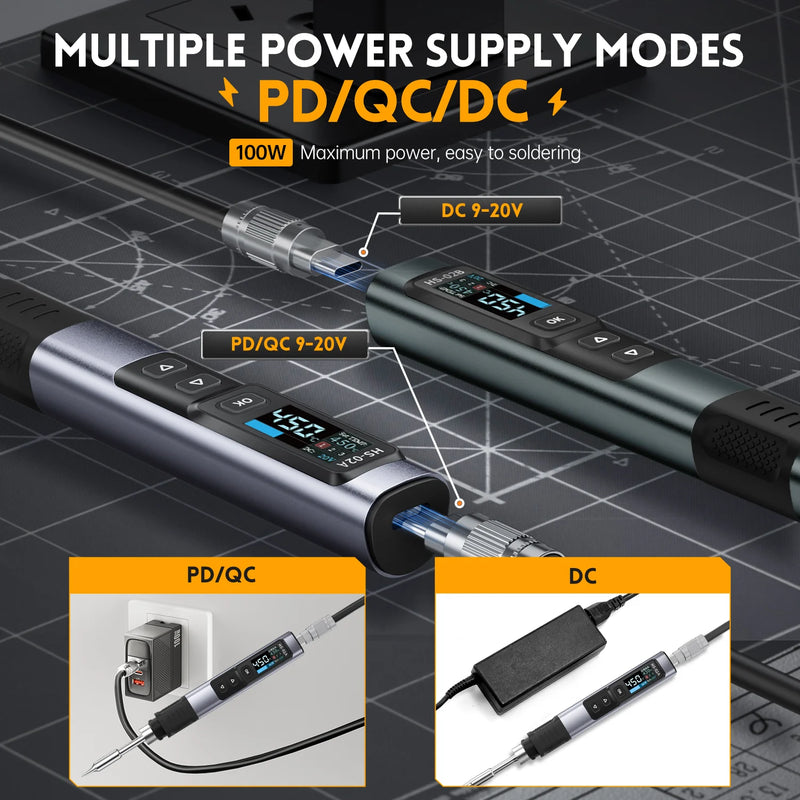 Cargue la imagen en el visor de la galería, [HS-02] FNIRSI Intelligent Soldering Iron 100W Portable Temperature-Controlled Soldering Station
