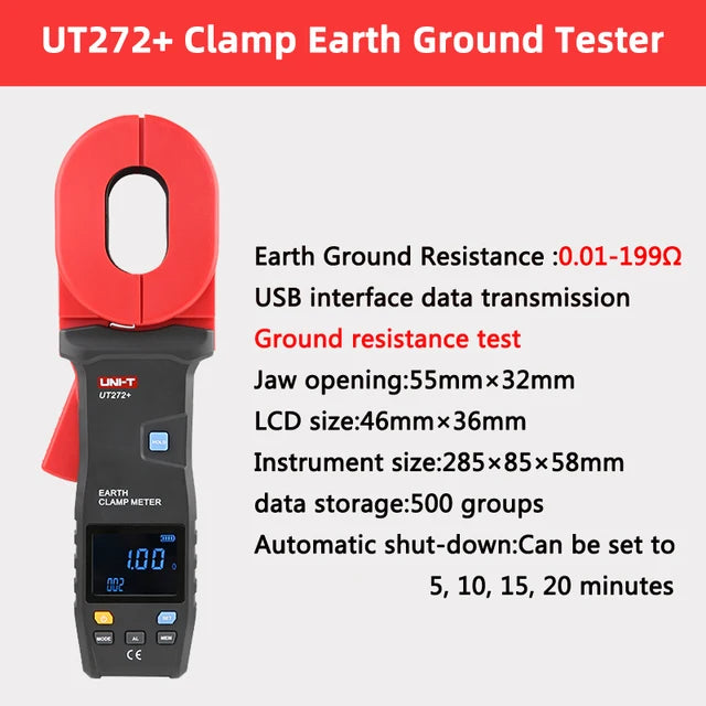 Cargue la imagen en el visor de la galería, [UT272+] UNI-T Clamp Earth Ground Tester / loop resistance tester / clamp ammeter USB communication
