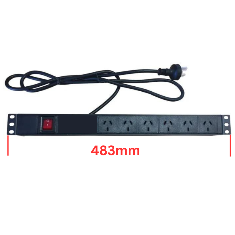 Chargez l&#39;image dans la visionneuse de la galerie, [AU Version] 6 Outlets Horizontal Rack Mount PDU Power Stripe With On OFF Switch - Polar Tech Australia
