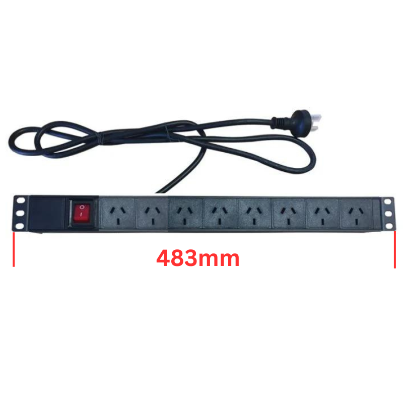 Load image into Gallery viewer, [AU Version] 8 Outlets Horizontal Rack Mount PDU Power Stripe With On OFF Switch - Polar Tech Australia
