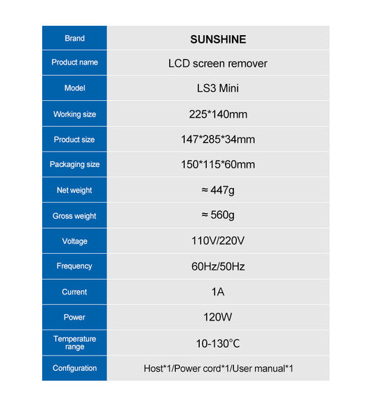 [LS3 Mini] SUNSHINE Portable Heating Pad LCD Screen Remover