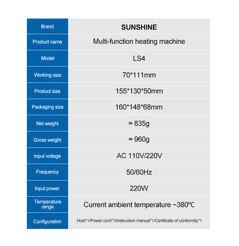 Cargue la imagen en el visor de la galería, SUNSHINE LS4 Multi-Function Heating Machine
