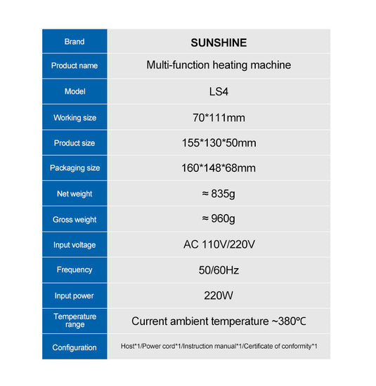 SUNSHINE LS4 Multi-Function Heating Machine