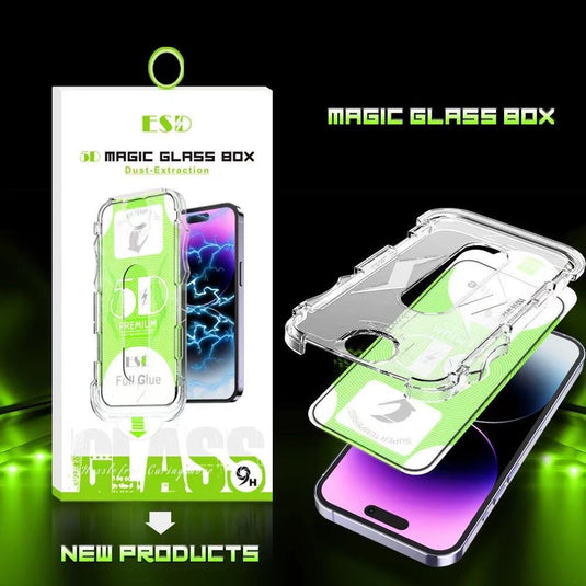 [Easy Automatic Fit Self-Installation Kit] ESD Magic Glass Box Apple iPhone 15/Plus/Pro/Max 9H Hardness Full Covered 9D Tempered Glass Screen Protector - Polar Tech Australia