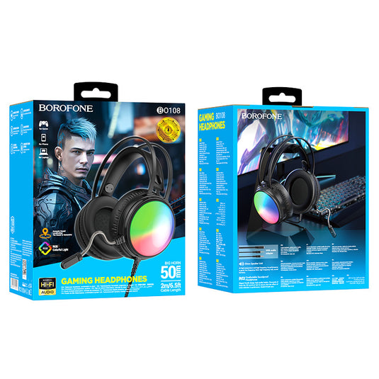 [BO108] Borofone Wired RGB Light Gaming Earphone Earpod Headphone - Polar Tech Australia