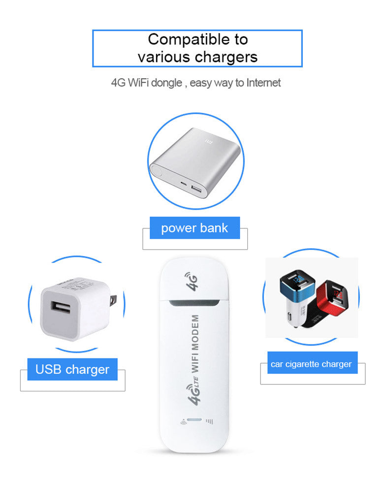 Chargez l&#39;image dans la visionneuse de la galerie, [U96-3] 4G Wireless Internet Dongle LTE SIM Card Mini Portable 4G Modem 150Mbps with WiFi USB Dongle
