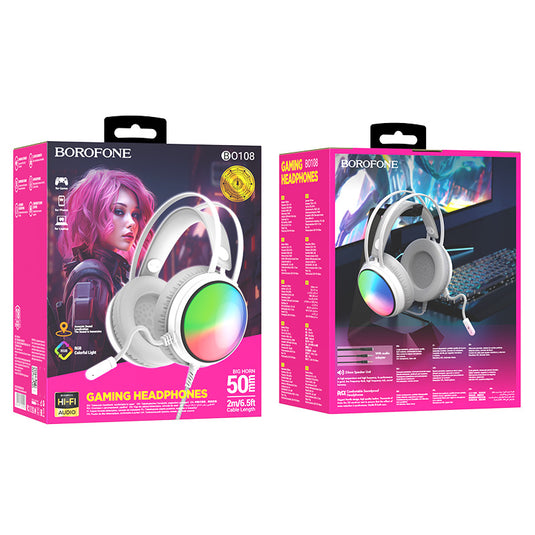 [BO108] Borofone Wired RGB Light Gaming Earphone Earpod Headphone - Polar Tech Australia