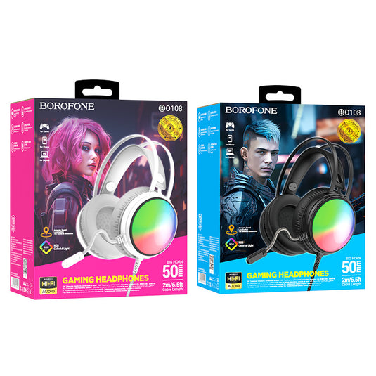 [BO108] Borofone Wired RGB Light Gaming Earphone Earpod Headphone - Polar Tech Australia