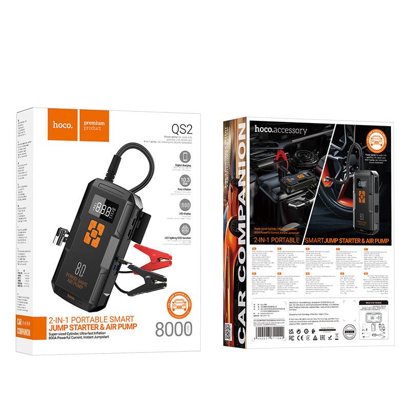 Cargue la imagen en el visor de la galería, [QS2][8000mAh] HOCO Super Energy Portable 4 in 1 Car Wireless Jump Starter &amp; Air Pump Air Compressor Inflator &amp; Power Bank &amp; Torch - Polar Tech Australia
