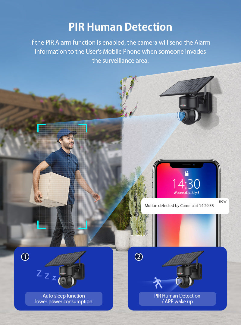 Cargue la imagen en el visor de la galería, [ST-518-3M-TY]][TUYA Smart Home][1080P FHD][WIFI Version] 3MP Solar Panel Battery Powered Wireless Wire-Free IP66 Outdoor PTZ Camera With Flood Light - Polar Tech Australia
