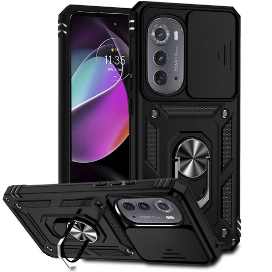 [Magnetic Ring Kickstand][Camera Cover] Motorola Moto Edge 2022 - Shield Shockproof Rugged Heavy Duty Case