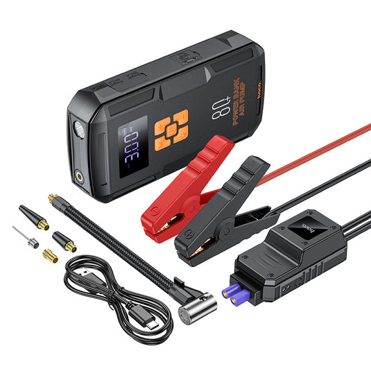 [QS2][8000mAh] HOCO Super Energy Portable 4 in 1 Car Wireless Jump Starter & Air Pump Air Compressor Inflator & Power Bank & Torch - Polar Tech Australia