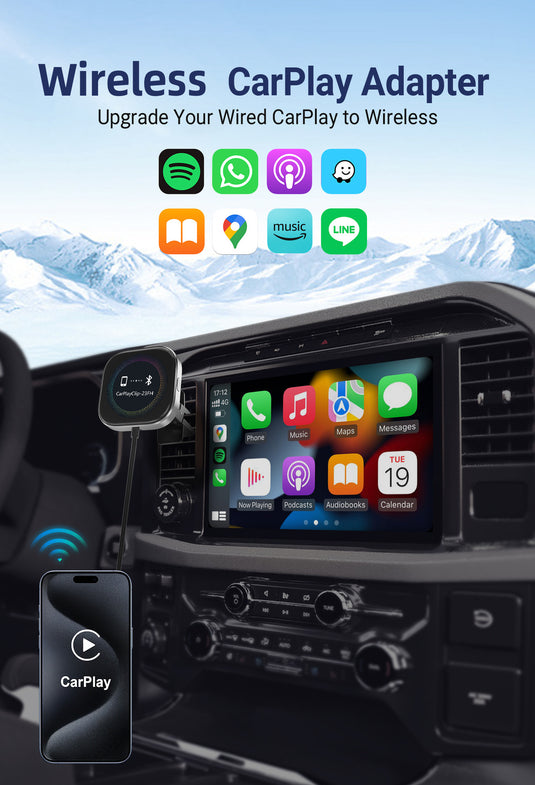 Plug and Play Wireless CarPlay Adapter With Built-in Screen for iPhone 11/12/13/14/15/16