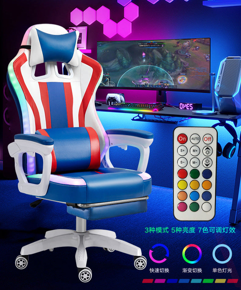 Load image into Gallery viewer, [Built-in RGB Light &amp; Bluetooth Speaker] American Style PU Leather Gaming Racing Chair OFFICE Computer Chair
