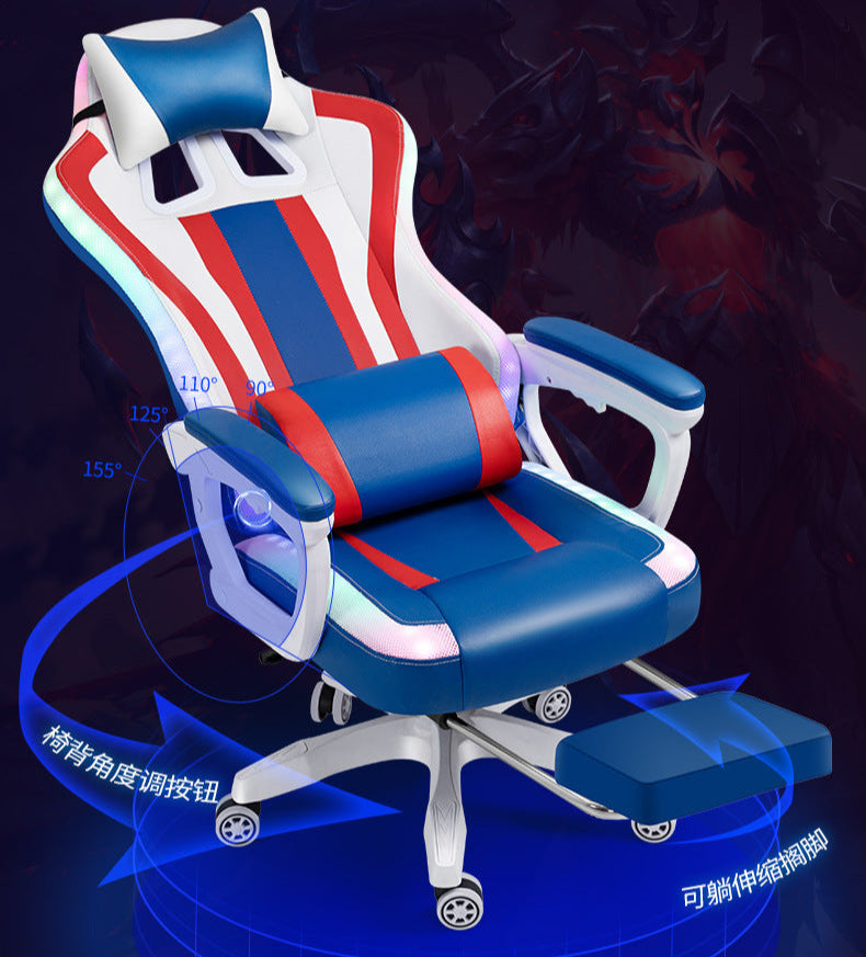 Load image into Gallery viewer, [Built-in RGB Light &amp; Bluetooth Speaker] American Style PU Leather Gaming Racing Chair OFFICE Computer Chair
