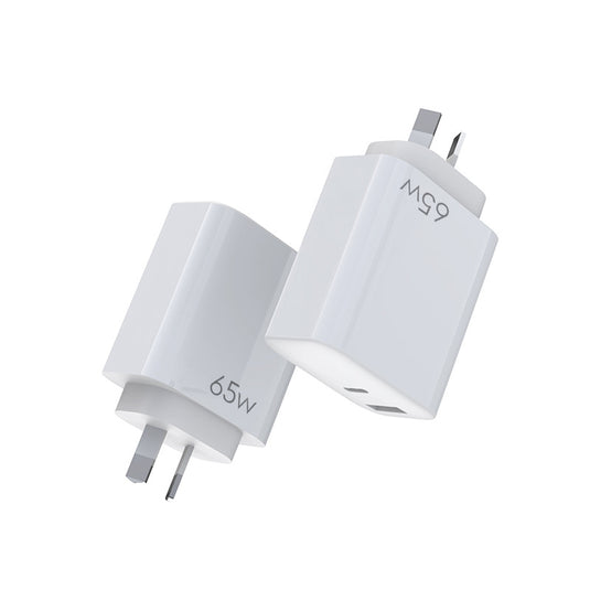 65W Max PD Type-C +QC 3.0 USB Dual Port iPhone 16 Wall Travelling Charger Adapter - (SAA Approved/AU Plug)