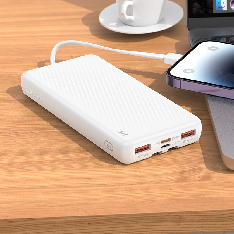 Chargez l&#39;image dans la visionneuse de la galerie, [BJ57][10000mAh] BOROFONE Graceful 22.5W+PD20W fully compatible power bank with cable white - Polar Tech Australia
