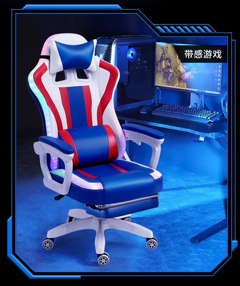 Load image into Gallery viewer, [Built-in RGB Light &amp; Bluetooth Speaker] American Style PU Leather Gaming Racing Chair OFFICE Computer Chair
