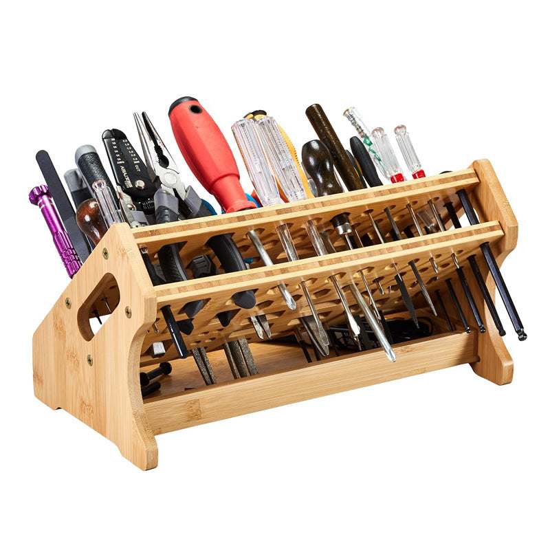 Load image into Gallery viewer, Wooden Repair Tool Organizer Rack - Multi-Function Screwdriver Holder, Scissors &amp; Tool Storage Organizer
