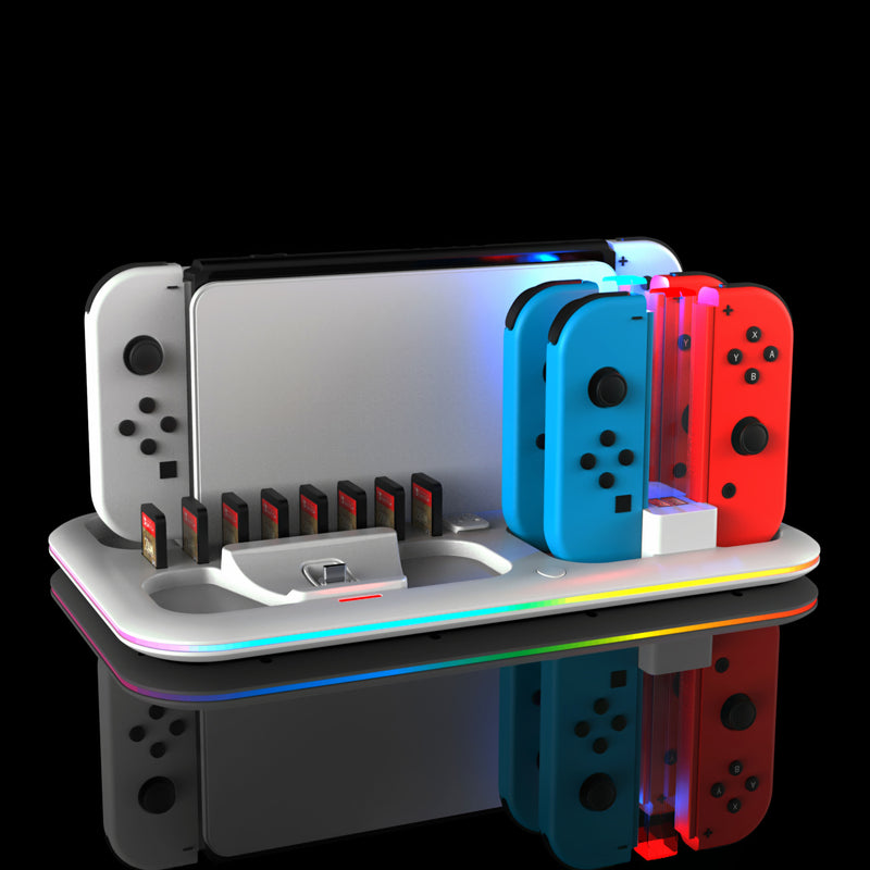 Cargue la imagen en el visor de la galería, Nintendo Switch All-in-one Multifunction Charging Stand with Cooling Fan &amp; RBG Light Effect &amp; Disc Storage - Polar Tech Australia
