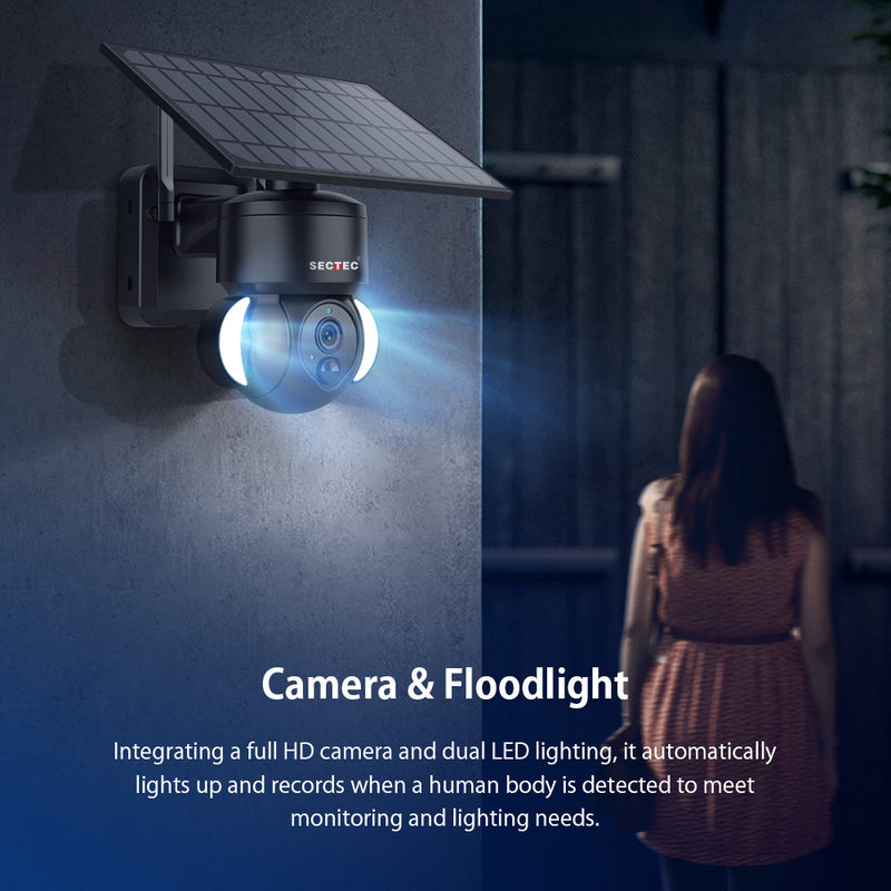 Cargue la imagen en el visor de la galería, [ST-518-3M-TY]][TUYA Smart Home][1080P FHD][WIFI Version] 3MP Solar Panel Battery Powered Wireless Wire-Free IP66 Outdoor PTZ Camera With Flood Light - Polar Tech Australia
