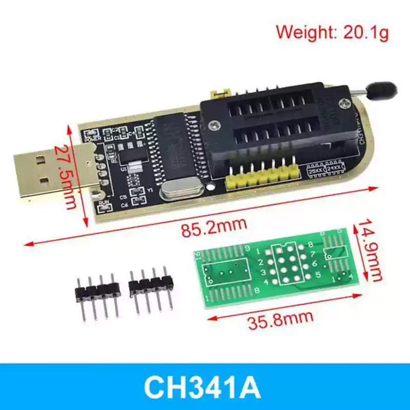 Cargue la imagen en el visor de la galería, [CH341A]  [8 in 1] BIOS Programmer Set (1.8V / 3.3V / 5V) SPI Flash USB Programming Module + SOIC8/SOP8 Test Clip
