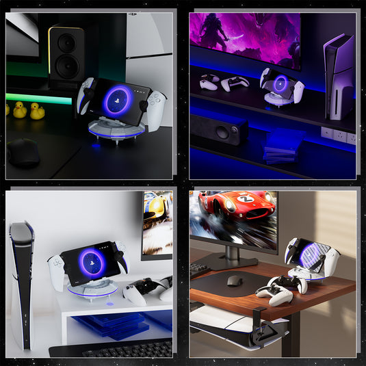 PS5 Portal Streaming Handheld Charging Dock - Spaceship Design with Vibrant RGB Lights