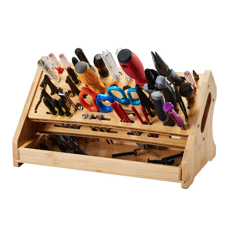 Load image into Gallery viewer, Wooden Repair Tool Organizer Rack - Multi-Function Screwdriver Holder, Scissors &amp; Tool Storage Organizer
