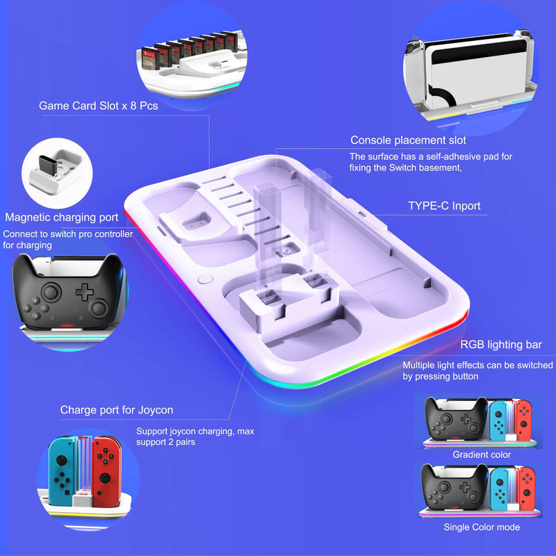 Chargez l&#39;image dans la visionneuse de la galerie, Nintendo Switch All-in-one Multifunction Charging Stand with Cooling Fan &amp; RBG Light Effect &amp; Disc Storage - Polar Tech Australia
