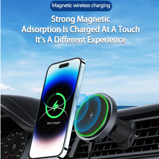 [L15] Magsafe Compatible QI 15W Wireless Charging Magnet Magnetic Aircon Vent Flow Charger & Mount Holder