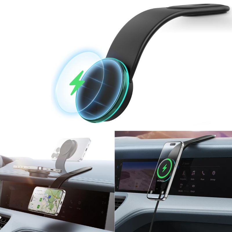 Cargue la imagen en el visor de la galería, [L15B] Magsafe Compatible QI 15W Wireless Charging Foldable Magnet Magnetic Dashboard Charger &amp; Mount Holder
