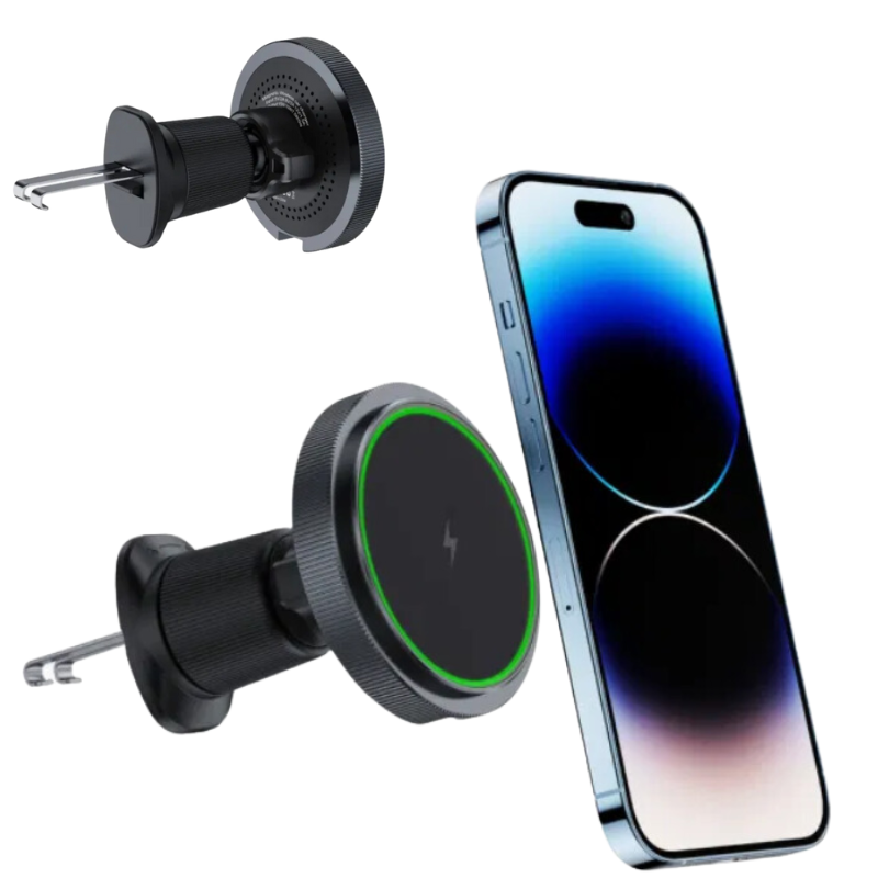 Cargue la imagen en el visor de la galería, [L15] Magsafe Compatible QI 15W Wireless Charging Magnet Magnetic Aircon Vent Flow Charger &amp; Mount Holder
