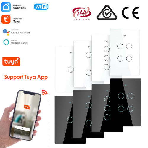 Load image into Gallery viewer, [TUYA Smart Home][SAA Approved] TUYA WiFi Smart Touch Switch Home Light Fan Remot AU Versione Control 1/2/3/4 Gang Wall Switch Panel
