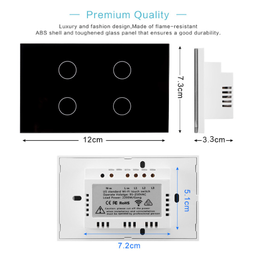 Load image into Gallery viewer, [TUYA Smart Home][SAA Approved] TUYA WiFi Smart Touch Switch Home Light Fan Remot AU Versione Control 1/2/3/4 Gang Wall Switch Panel
