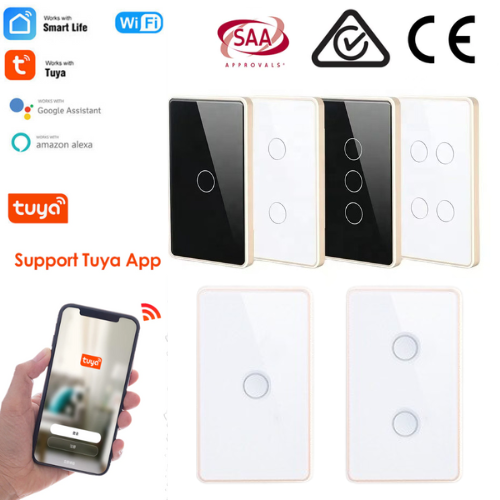 Load image into Gallery viewer, [TUYA Smart Home][SAA Approved] TUYA WiFi Smart Touch Switch Home Light  Remote AU Versione Control 1/2/3/4 Gang Wall Switch Metal Panel
