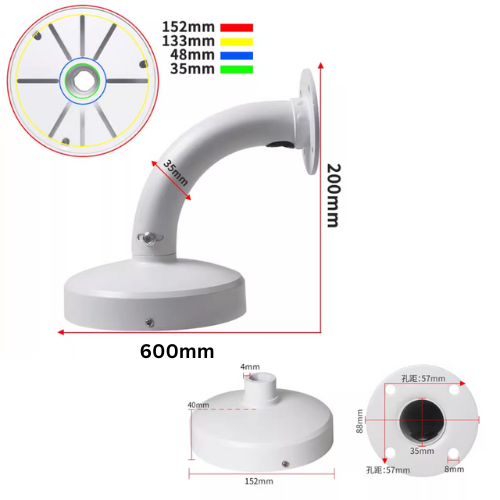 Cargue la imagen en el visor de la galería, [Fixed Length] Universal Aluminium CCTV Dome Camera Wall Mount Bracket Holder
