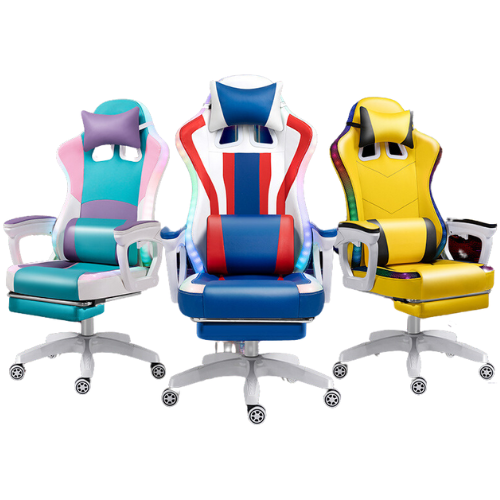 Load image into Gallery viewer, [Built-in RGB Light &amp; Bluetooth Speaker] American Style PU Leather Gaming Racing Chair OFFICE Computer Chair
