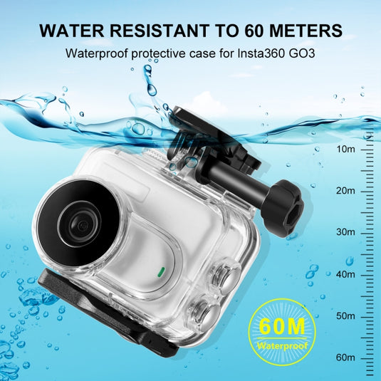 Insta360 GO 3 / GO 3SPULUZ 60m Underwater Waterproof Housing Case with Base Adapter & Screw (Transparent