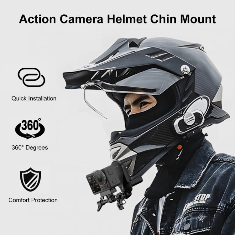 Chargez l&#39;image dans la visionneuse de la galerie, Motorcycle Helmet Chin Clamp Mount for GoPro and Other Action Cameras (Black)
