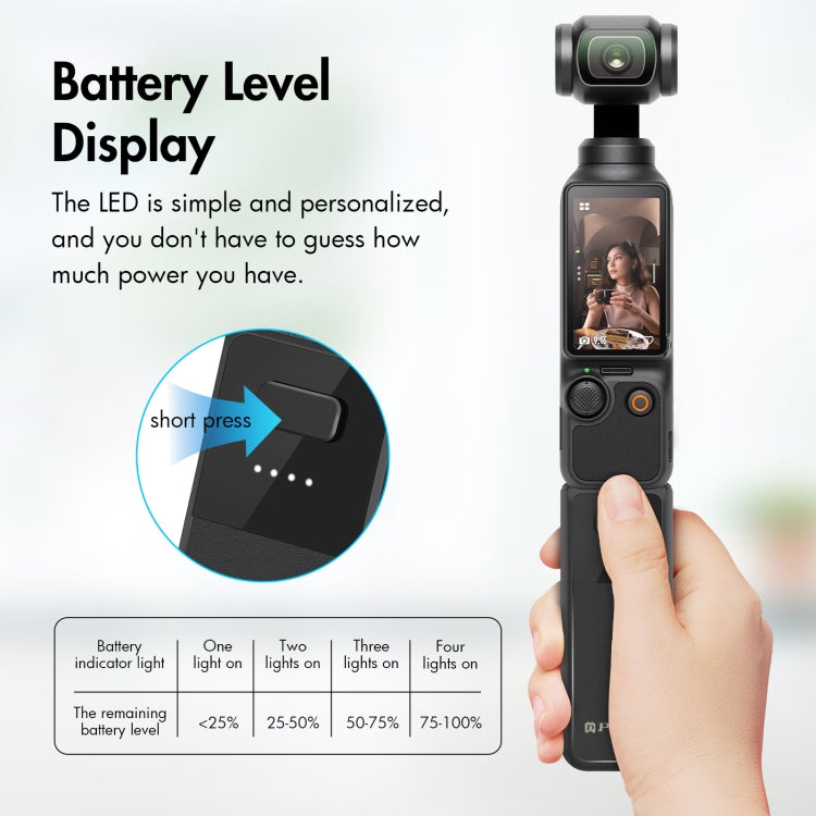 Cargue la imagen en el visor de la galería, DJI Osmo Pocket 3 PULUZ High-Capacity 2800mAh Battery Grip (Black)
